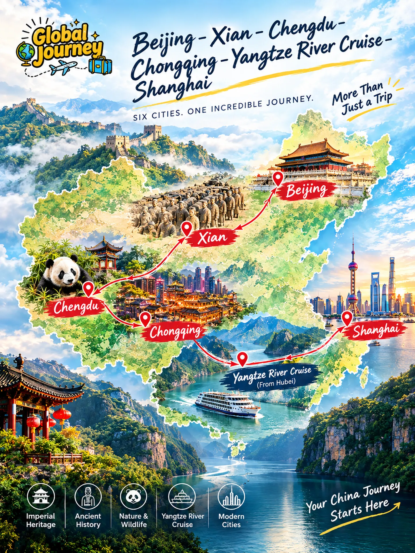 15 Days: Chongqing, Pandas & Yangtze Cruise globaljourney beijing xian chengdu chongqing yangtze river cruise shanghai
