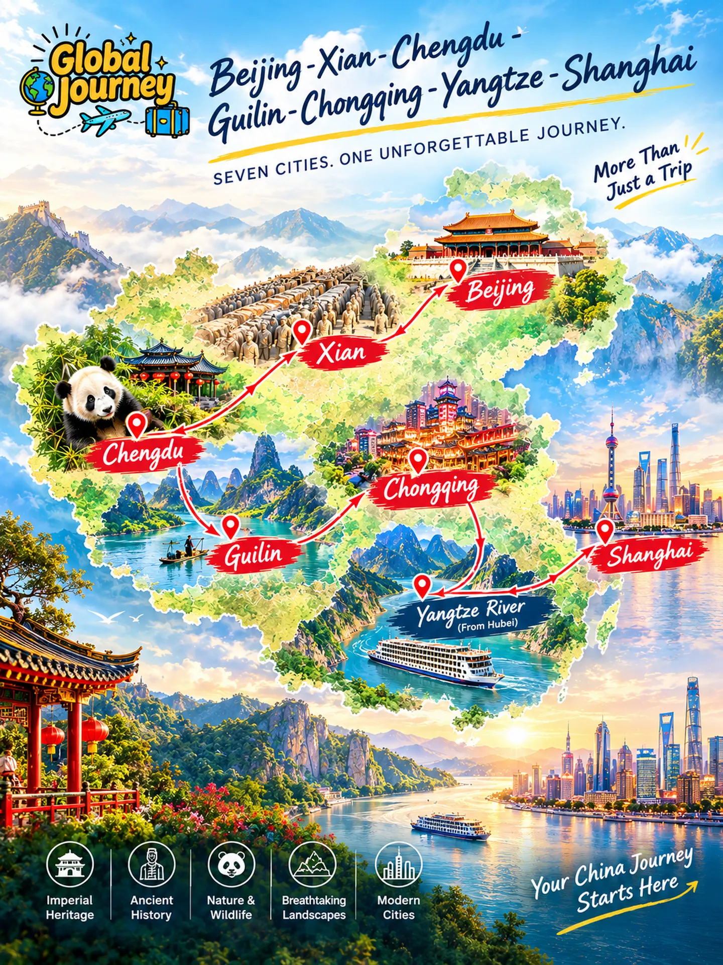 globaljourney beijing xian chengdu guilin chongqing yangtze shanghai