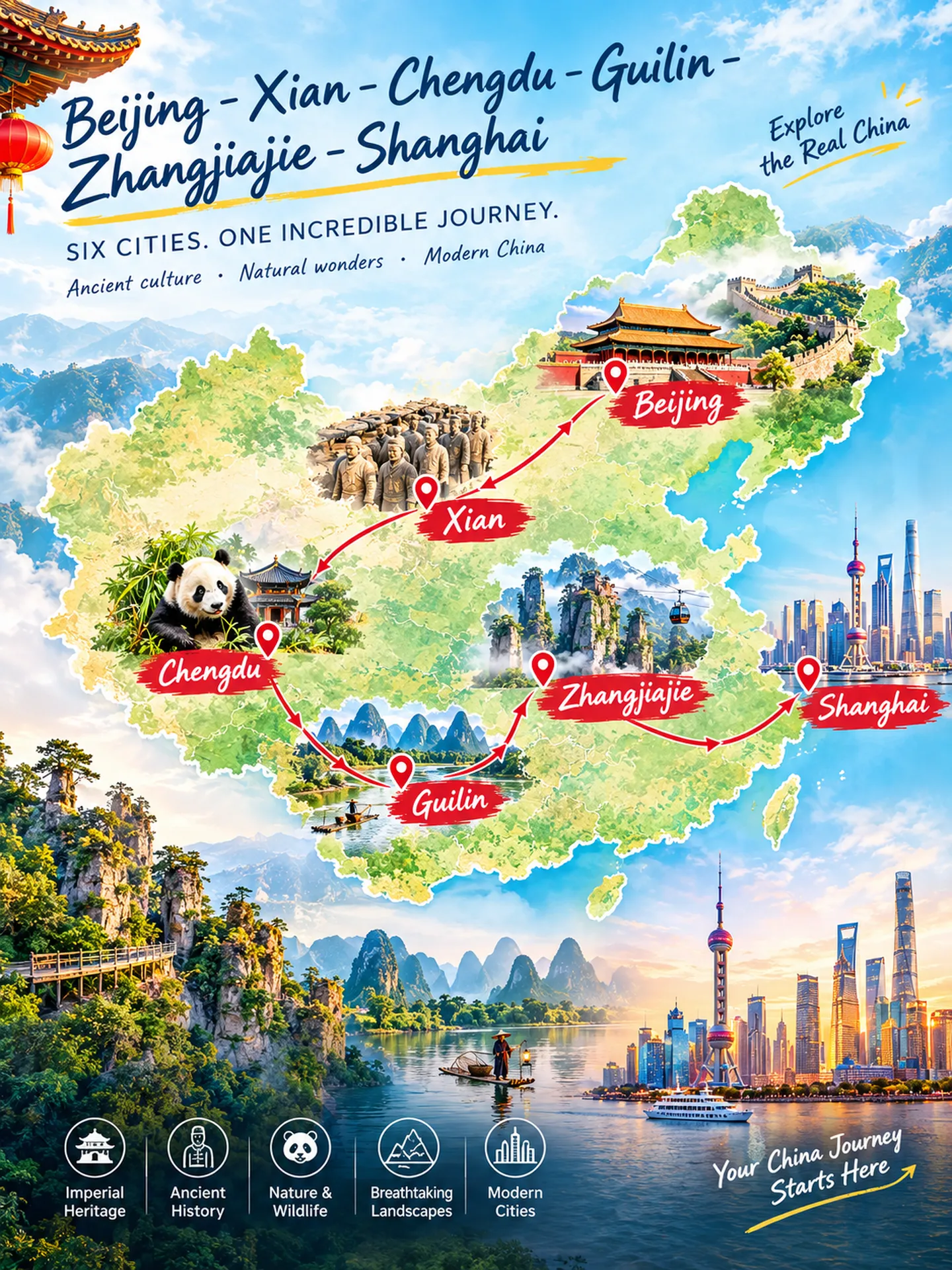 15 Days Beijing Xian Chengdu Guilin Zhangjiajie Shanghai tour globaljourney beijing xian chengdu guilin zhangjiajie shanghai